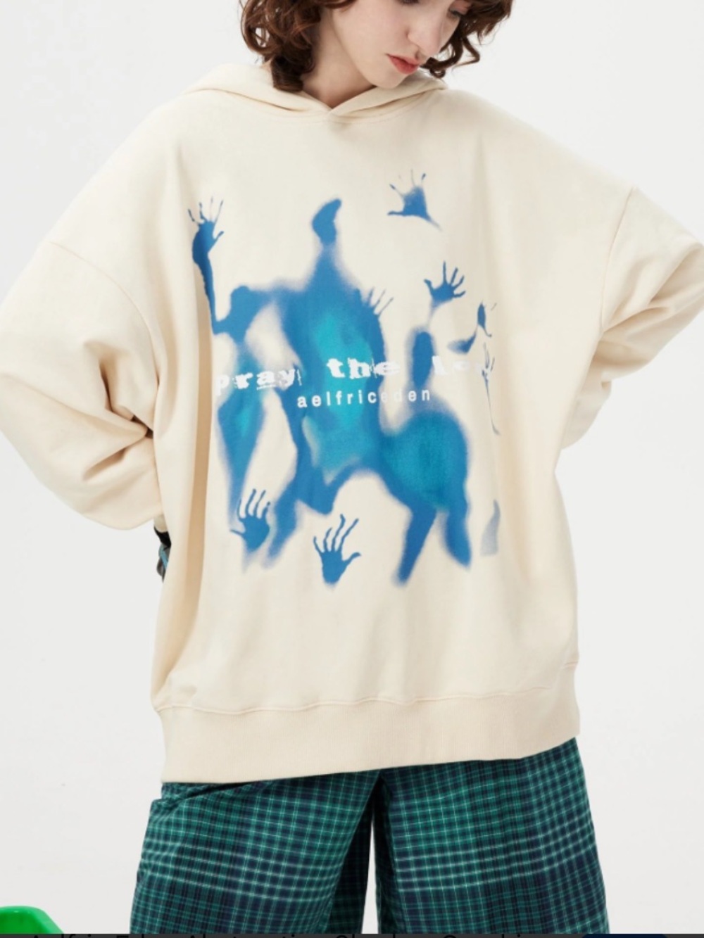 Aelfric Eden Cream Hoodie with Blue Logo Tag
